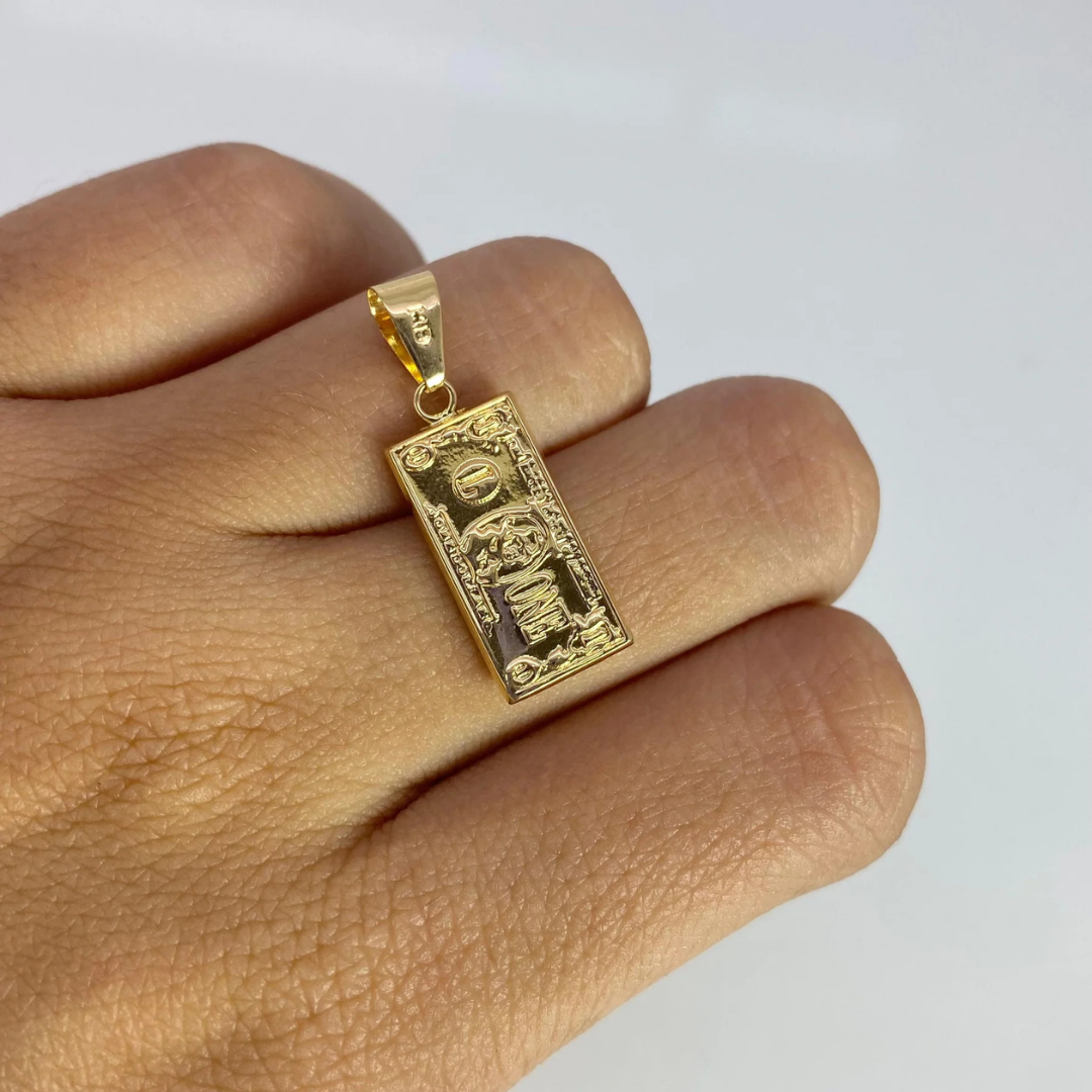 CADENA CON DIJE DE DOLAR EN ORO LAMINADO 18K