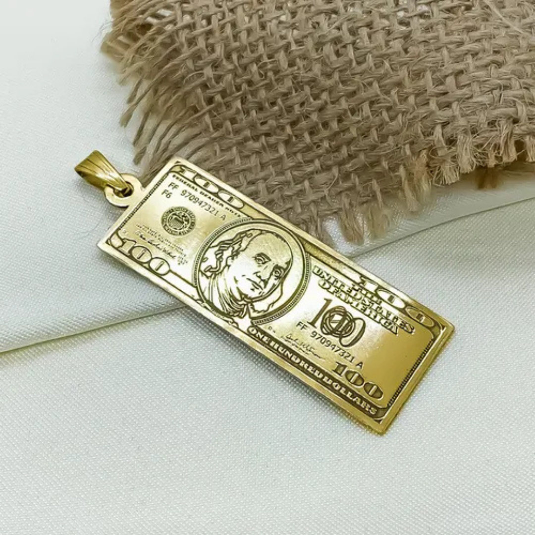 CADENA CON DIJE DE DOLAR EN ORO LAMINADO 18K