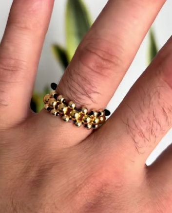 ANILLO TRES CARRILES DIAMANTADO EN ORO LAMINADO 18K