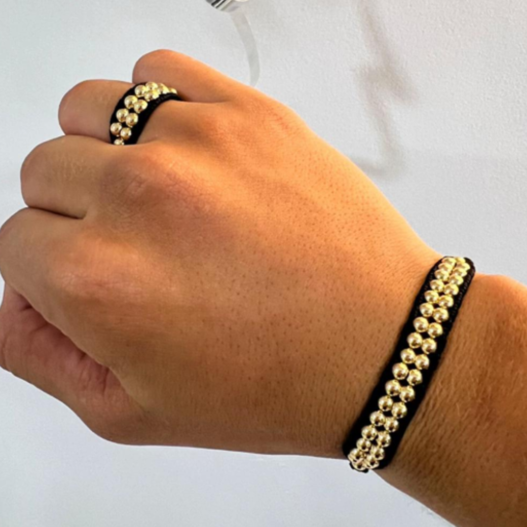 COMBO LUXURY PULSERA + ANILLO DIAMANTADOS EN ORO LAMINADO MACIZO 4G