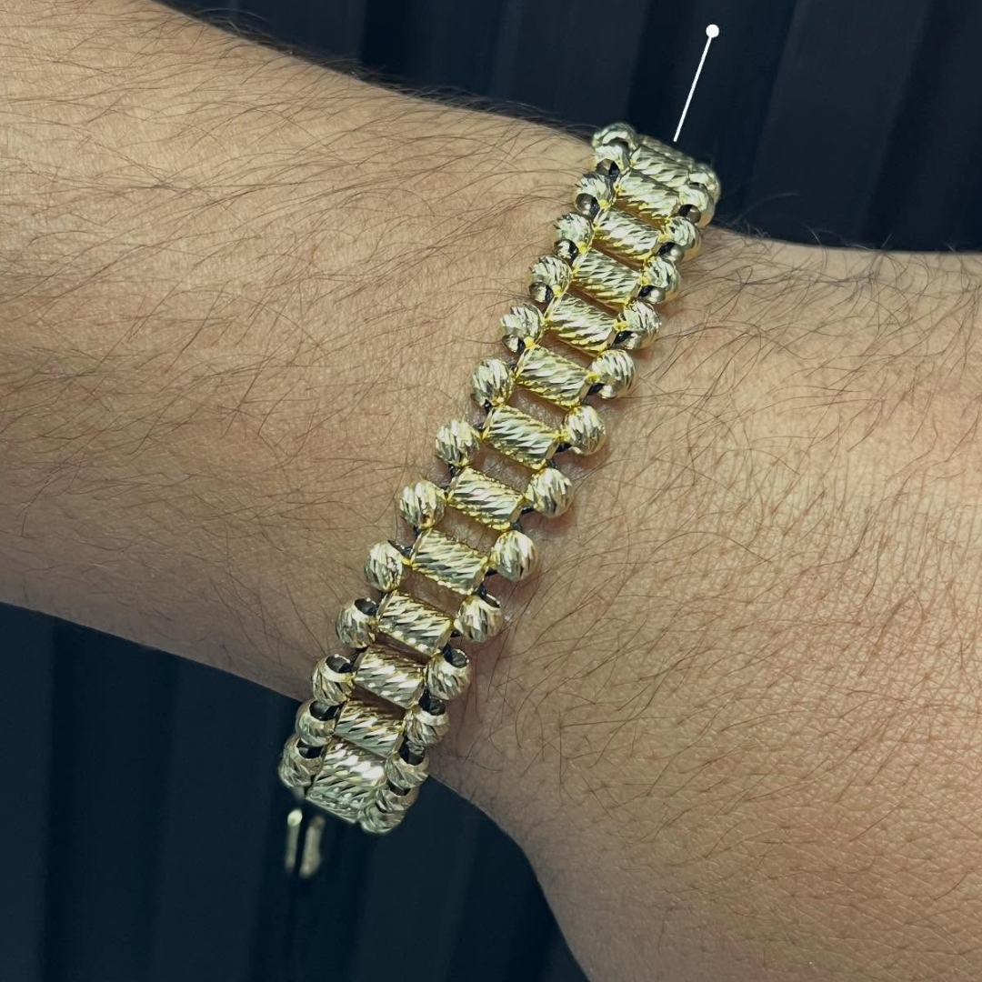 PULSERA LUXURY CANULILLOS DIAMANTADOS EN ORO LAMINADO 18K