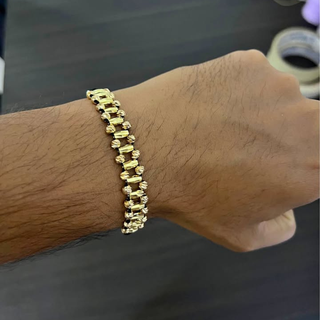 PULSERA LUXURY CANULILLOS DIAMANTADOS EN ORO LAMINADO 18K