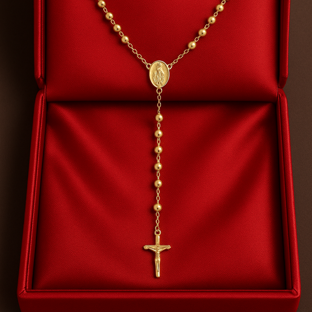 CAMANDULA DIAMANTADA REZO BENDECIDO EN ORO LAMINADO 18K