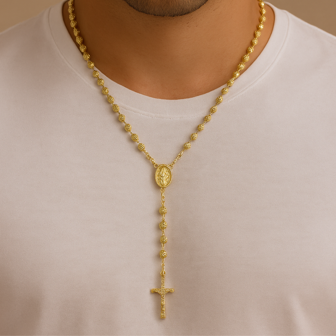 CAMANDULA DIAMANTADA REZO BENDECIDO EN ORO LAMINADO 18K