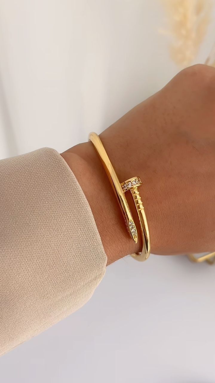 Pulsera de Lujo - Clavo en Oro Laminado CERTIFICADO