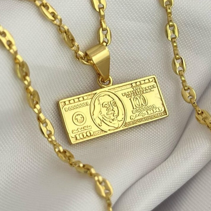 CADENA CON DIJE DE DOLAR EN ORO LAMINADO 18K