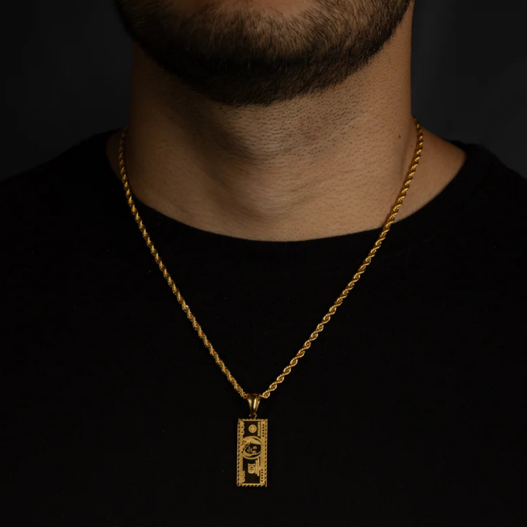 CADENA CON DIJE DE DOLAR EN ORO LAMINADO 18K