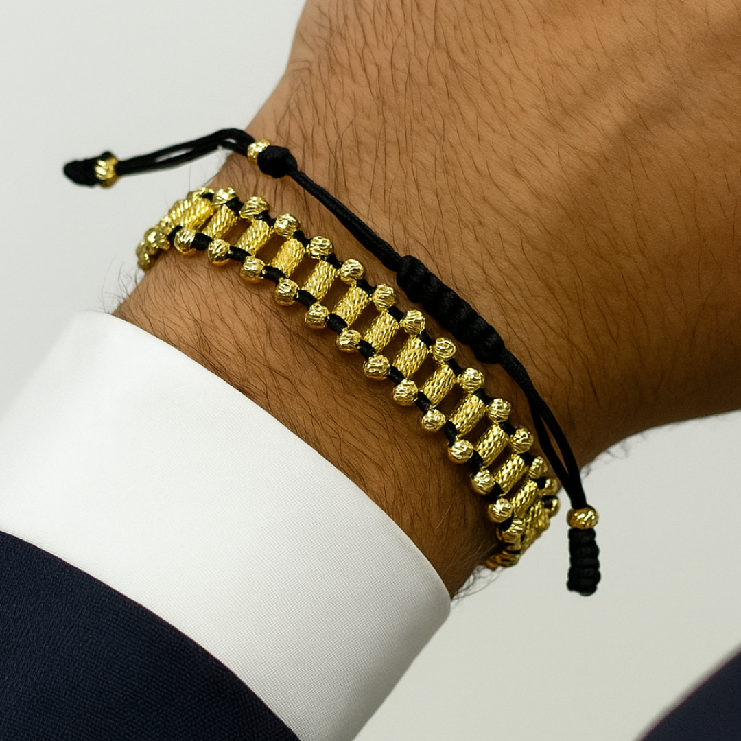 PULSERA LUXURY CANULILLOS DIAMANTADOS EN ORO LAMINADO 18K