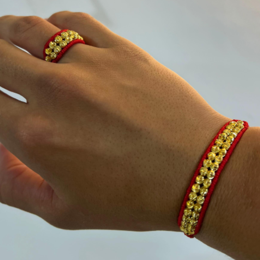 COMBO LUXURY PULSERA + ANILLO DIAMANTADOS EN ORO LAMINADO MACIZO 4G