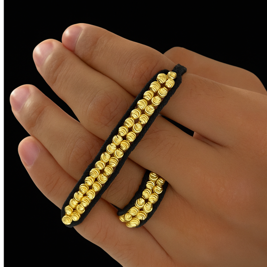 COMBO LUXURY PULSERA + ANILLO DIAMANTADOS EN ORO LAMINADO MACIZO 4G