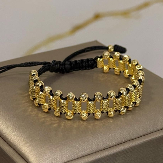 PULSERA LUXURY CANULILLOS DIAMANTADOS EN ORO LAMINADO 18K