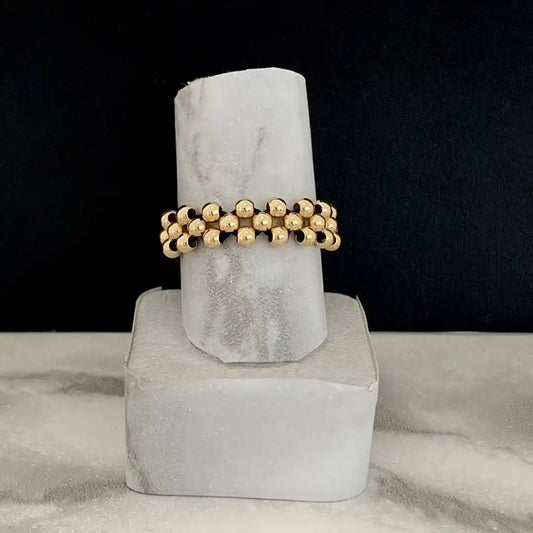 ANILLO TRES CARRILES DIAMANTADO EN ORO LAMINADO 18K